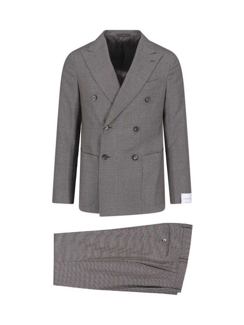 Caruso Multicolor Double-Breasted Peaked-Lapels Wool Suit