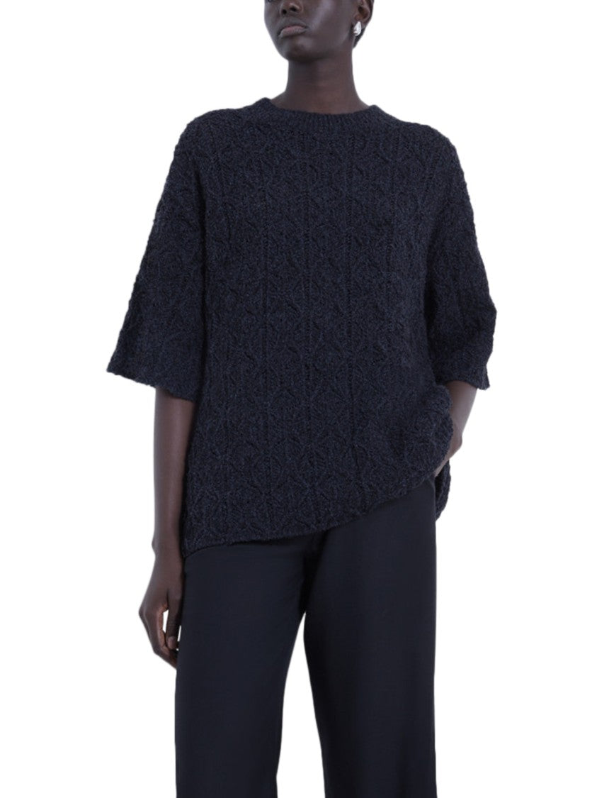 Loulou Studio Textured Open-Knit Black Shirt