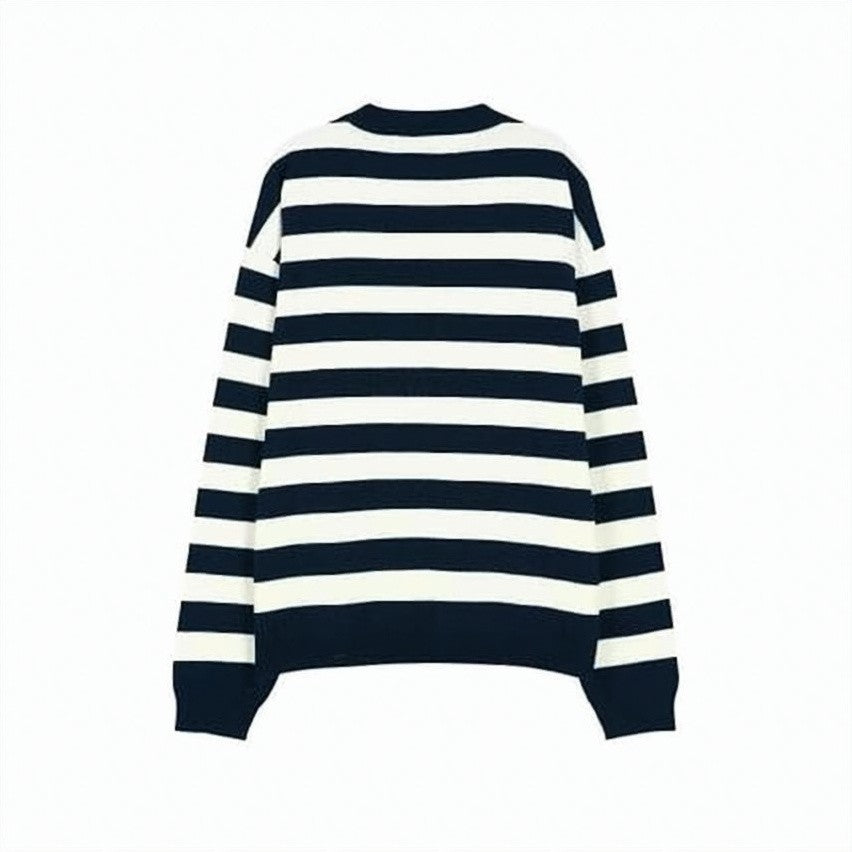 Andersson Bell Relaxed Fit Striped Sweater With Heart Graphic