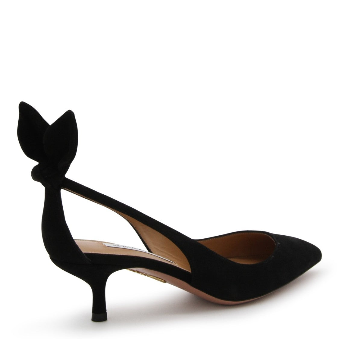 Aquazzura Black Suede Bow Tie Sandals