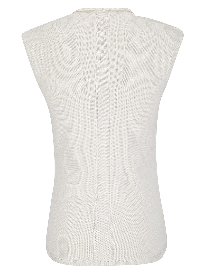 Rick Owens Asymmetrical Black Tank Top With Draped Fabric And High Neckline