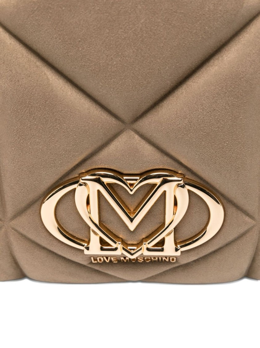 Love Moschino Quilted Brown Shopper Bag With Gold-Tone Logo