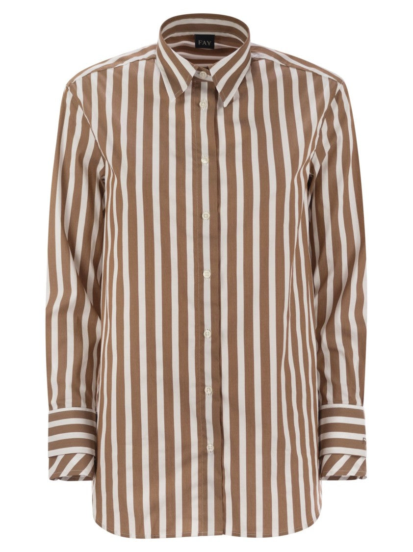 Fay Regular Striped Stretch Cotton Shirt