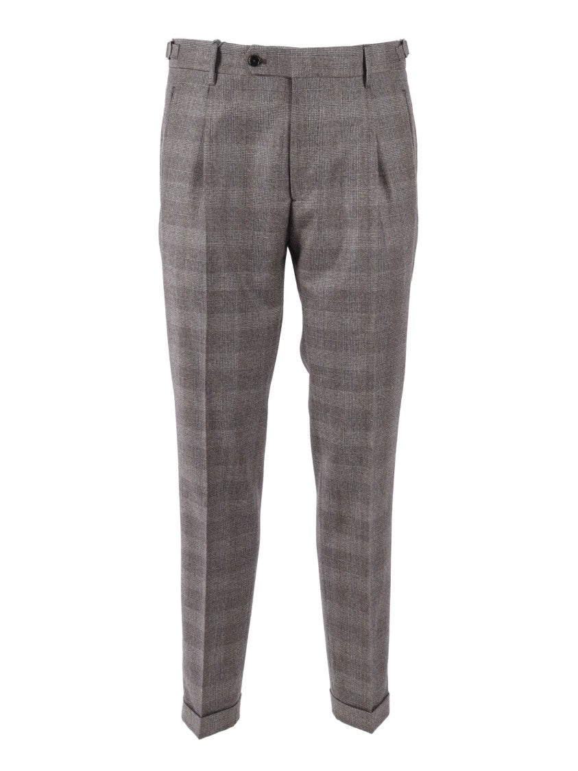Berwich Tailored Grey Trousers With Checkered Pattern