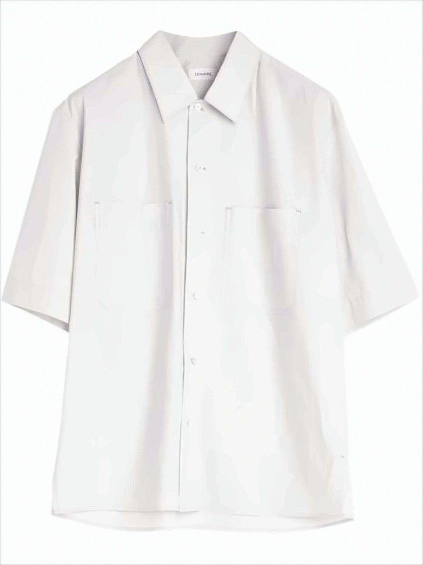Lemaire Boxy White Short-Sleeve Shirt With Classic Collar