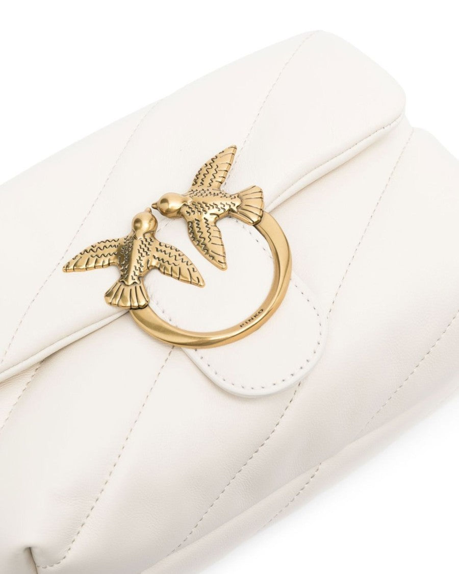 Pinko Mini Love Bag Puff Maxi Quilt White Silk/Antique Gold