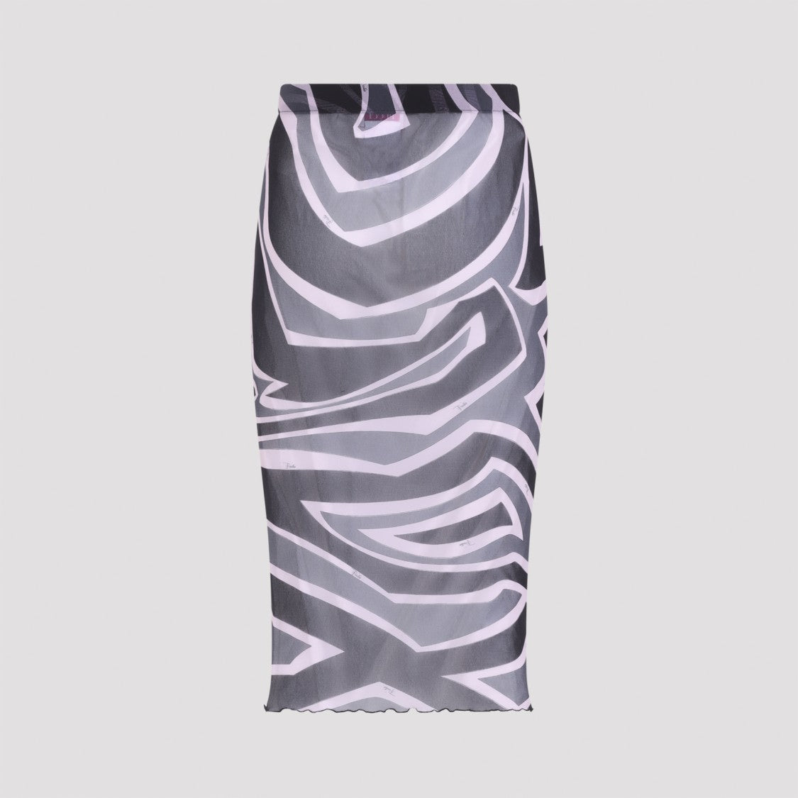 Pucci Frilled Hem Tulle Midi Skirt With Abstract Print