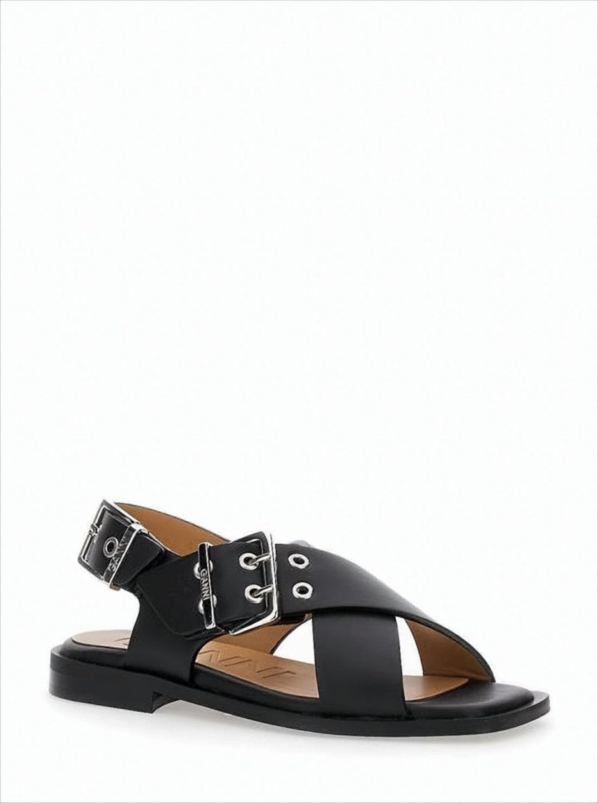Ganni Crisscross Sandals With Adjustable Ankle Strap
