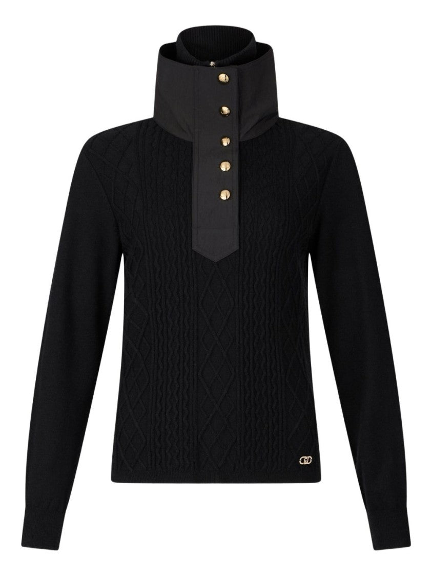Liu Jo Classic Black Sweater With Round Neckline