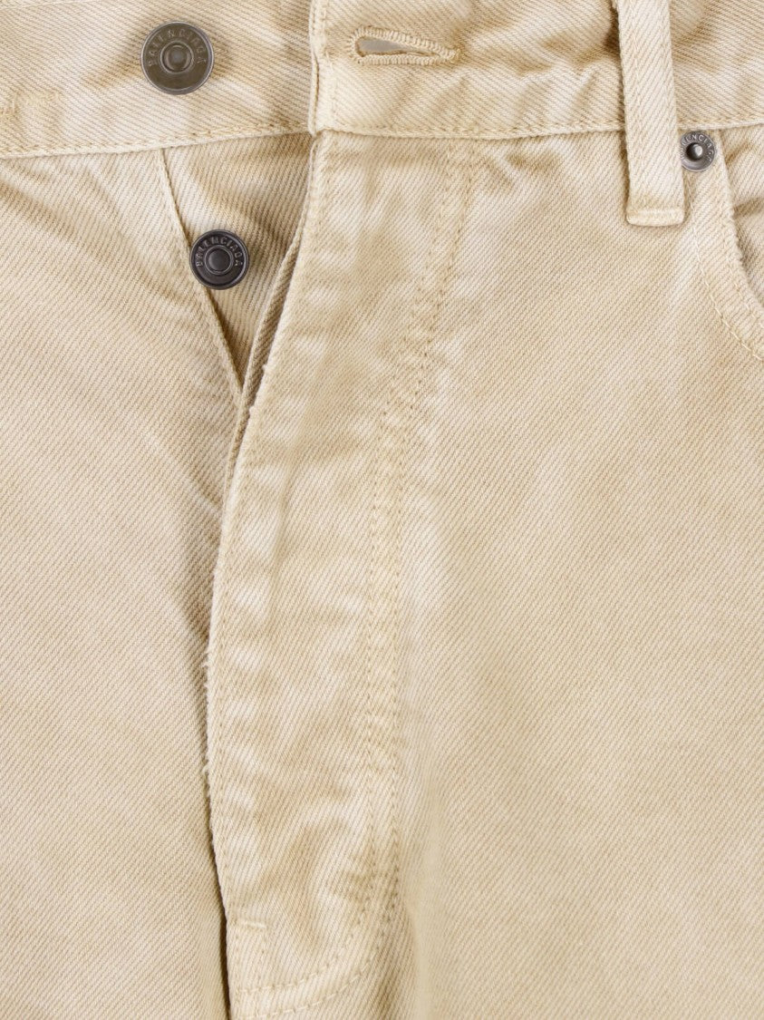Balenciaga Beige Distressed Wide-Leg Jeans
