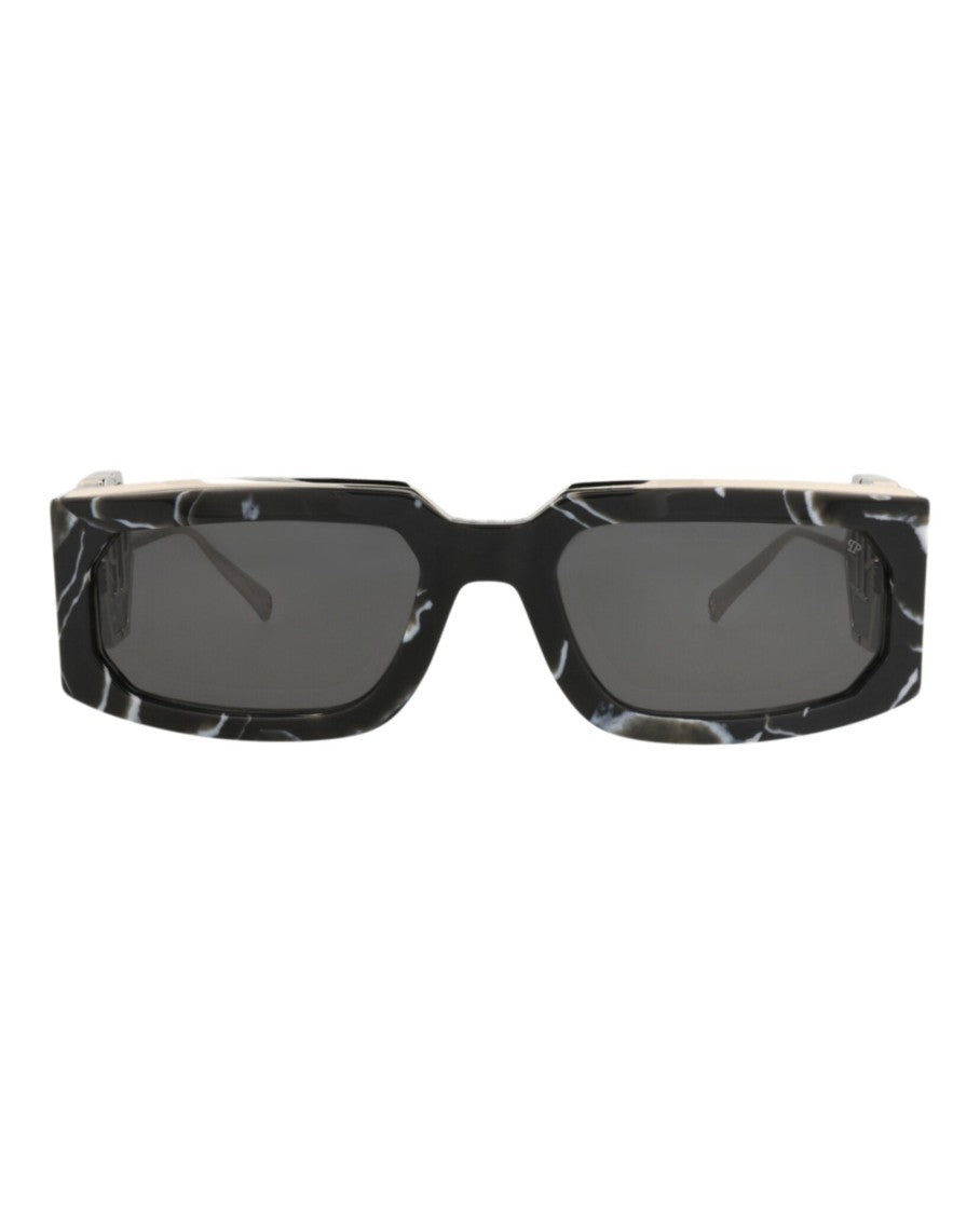 Philipp Plein Bold Square-Frame Metal Sunglasses With Distinctive Hexagonal Logo