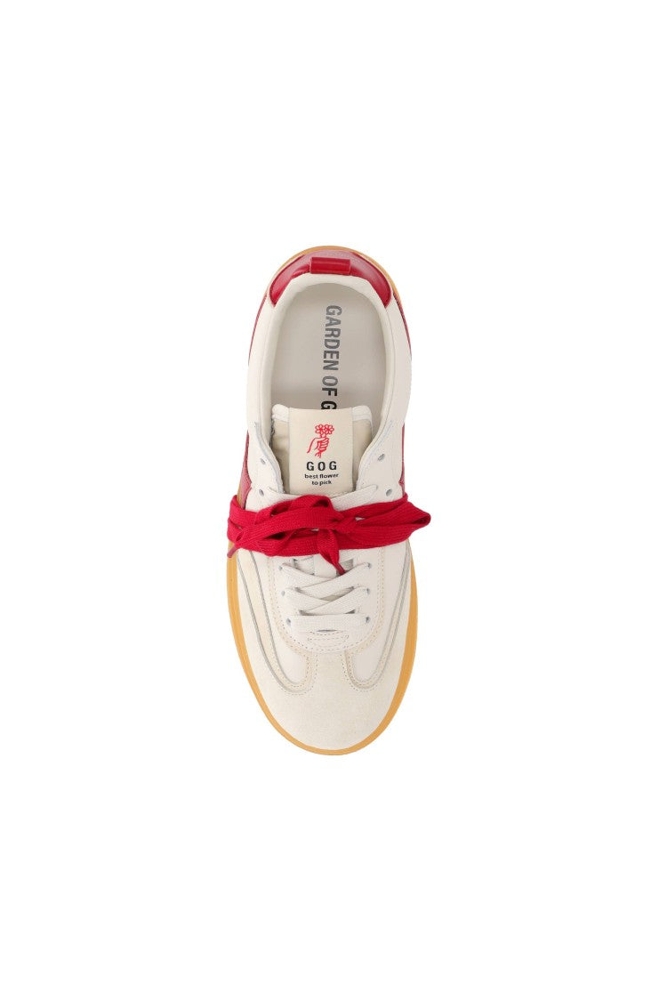 Garden Of God Earth Leather And Suede Red Detail Sneakers