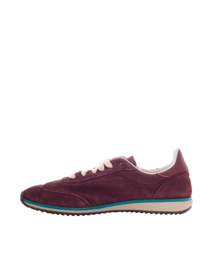 Patrizia Pepe Low-Profile Burgundy Suede Shoes With Contrasting Sole