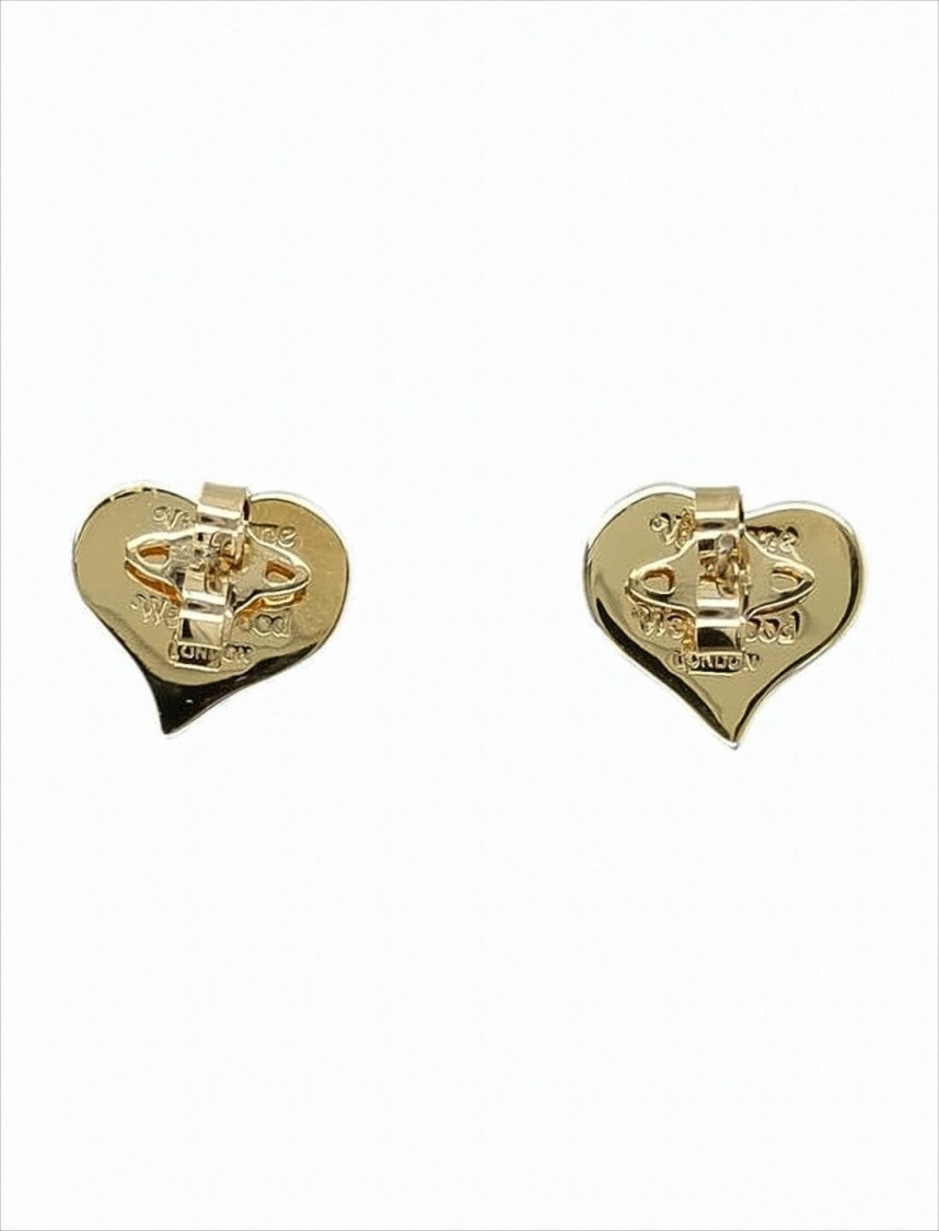 Vivienne Westwood Heart-Shaped Gold-Tone Earrings With Mother-Of-Pearl Inlay