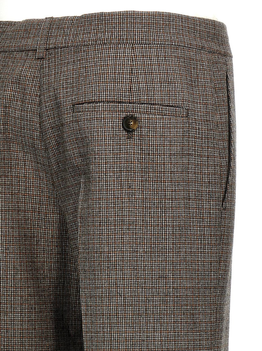 Stella Mccartney Micro Houndstooth Wool Trousers With Flared Leg