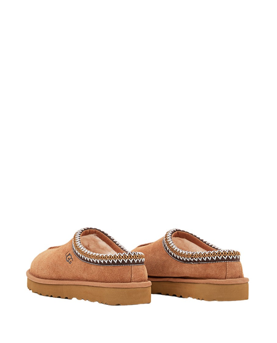 Ugg Suede Slip-On Shoes With Braided Collar And Sheepskin Lining