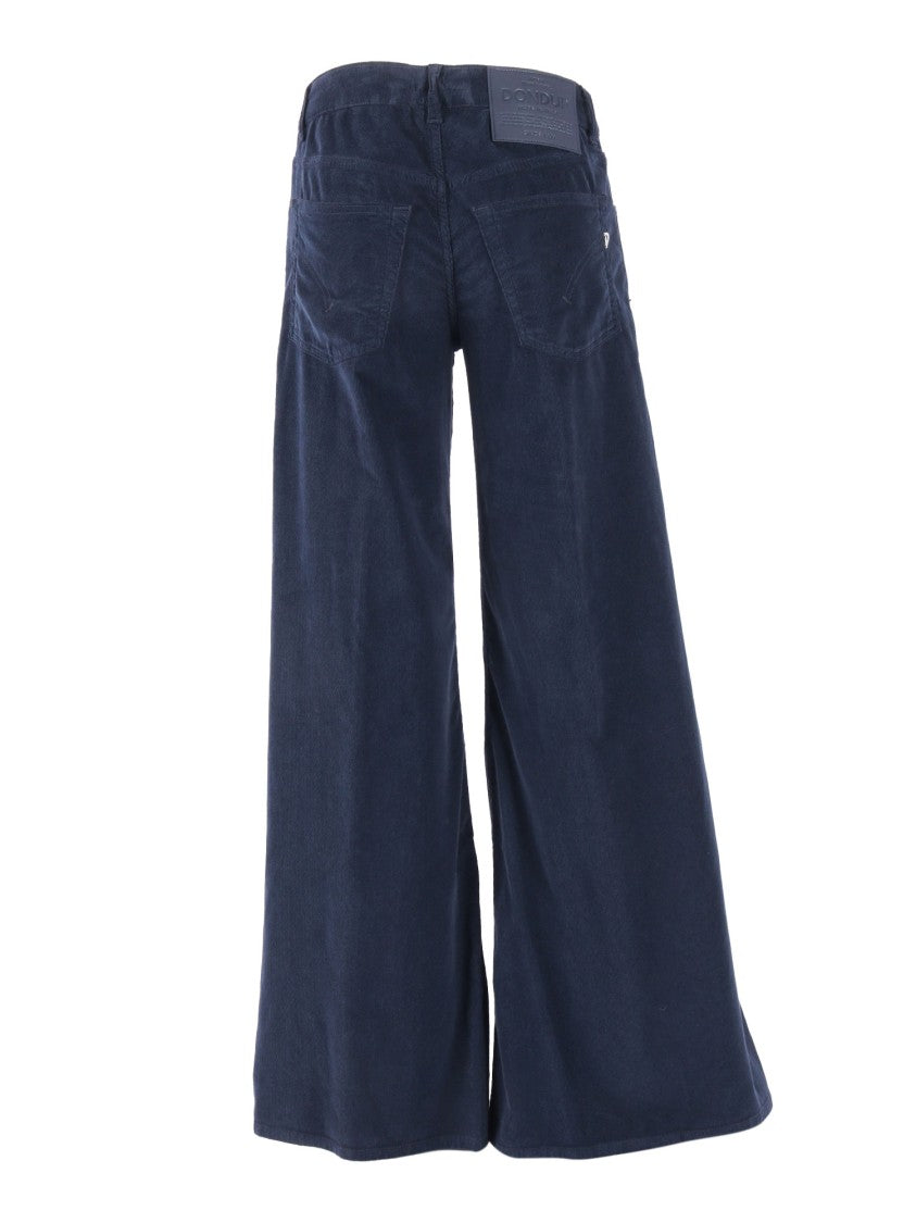 Dondup Wide-Leg Navy High-Waist Pants
