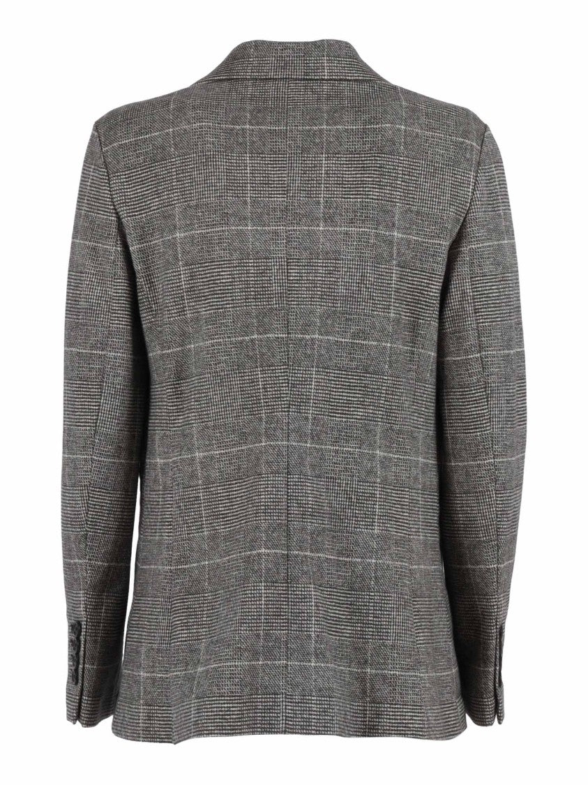 Circolo 1901 Checkered Slim-Fit Long Jacket With Notched Lapels