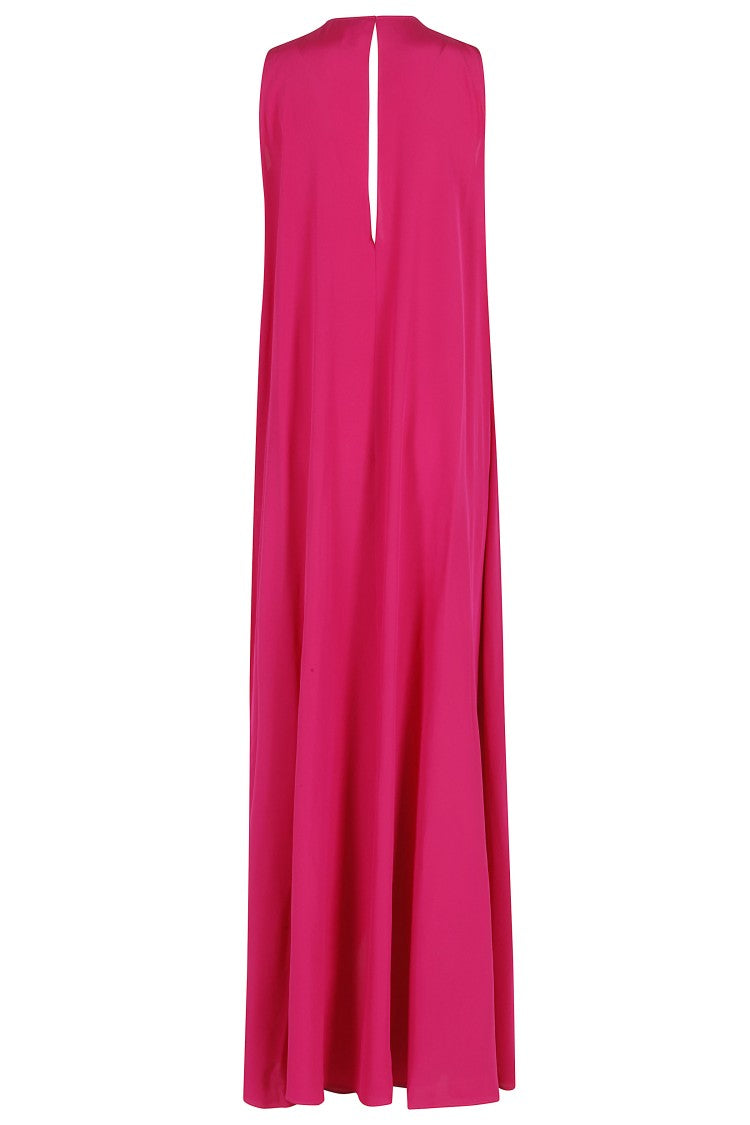 Gianluca Capannolo Fuchsia Anka Draped Front-Opening Silk Maxi Dress