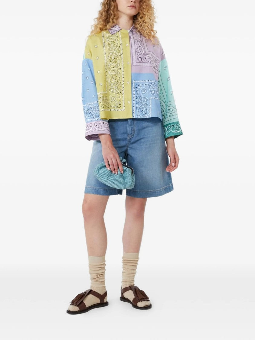 Max Mara Patchwork Cropped Jacket With Classic Collar