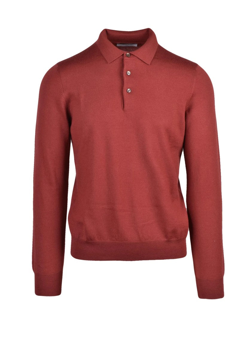 Gran Sasso Virgin Wool Polo Knit Sweater With Classic Collar And Three-Button Placket
