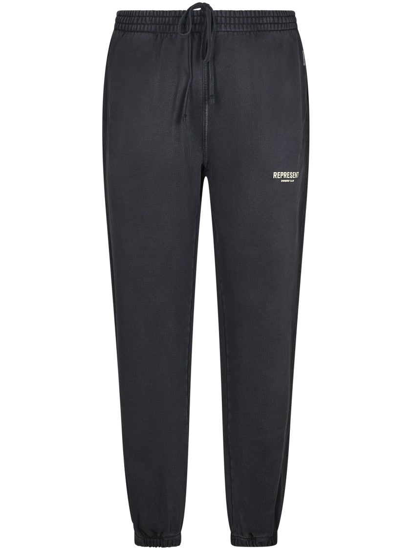 Represent Relaxed-Fit Black Sweatpants With Adjustable Drawstring And Logo Detail