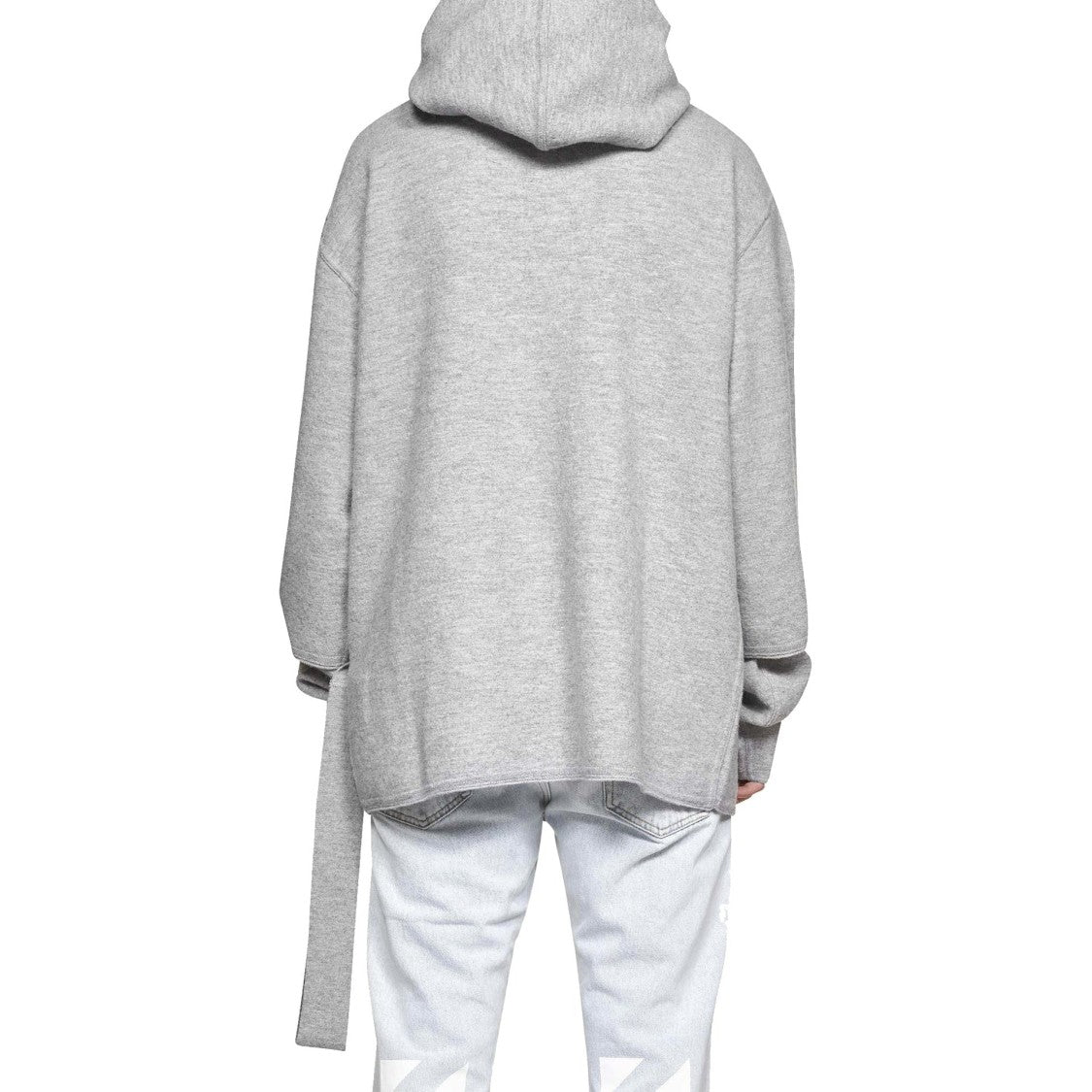 Off-White Light Grey Wool Sweatshirt With Detachable Hood