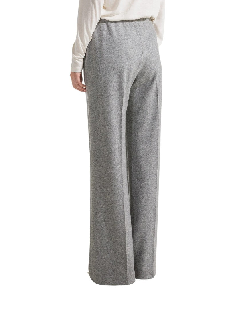 Seventy Venezia Compressed Knit High-Waisted Wide-Leg Wool Flared Pants