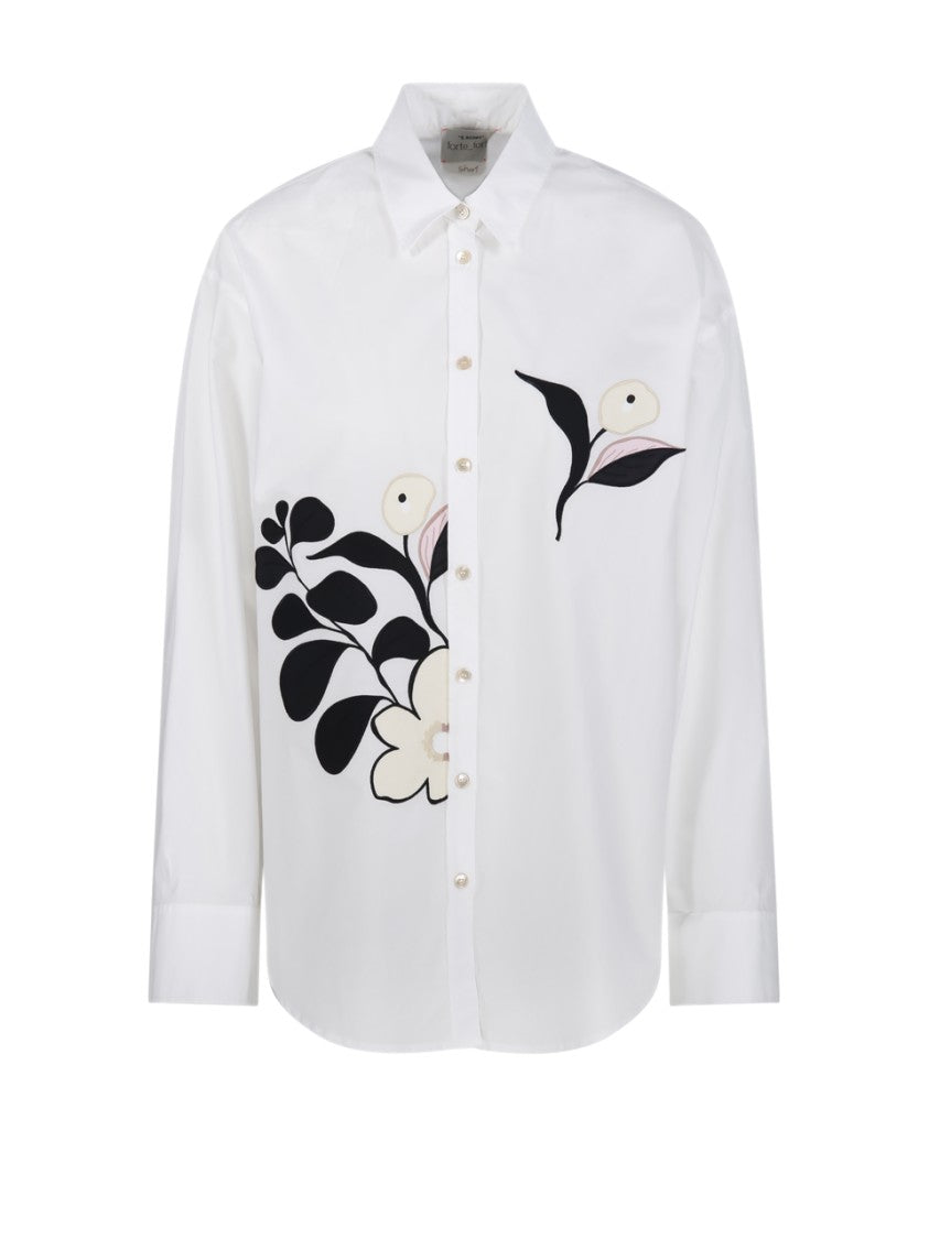Forte Forte Floral Embroidered Cotton Shirt With Relaxed Fit