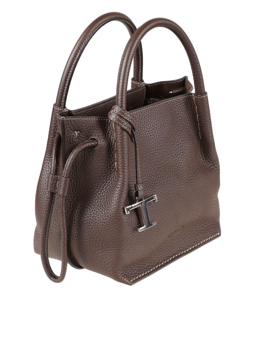 Tod's Textured Leather Handbag With Rounded Handles