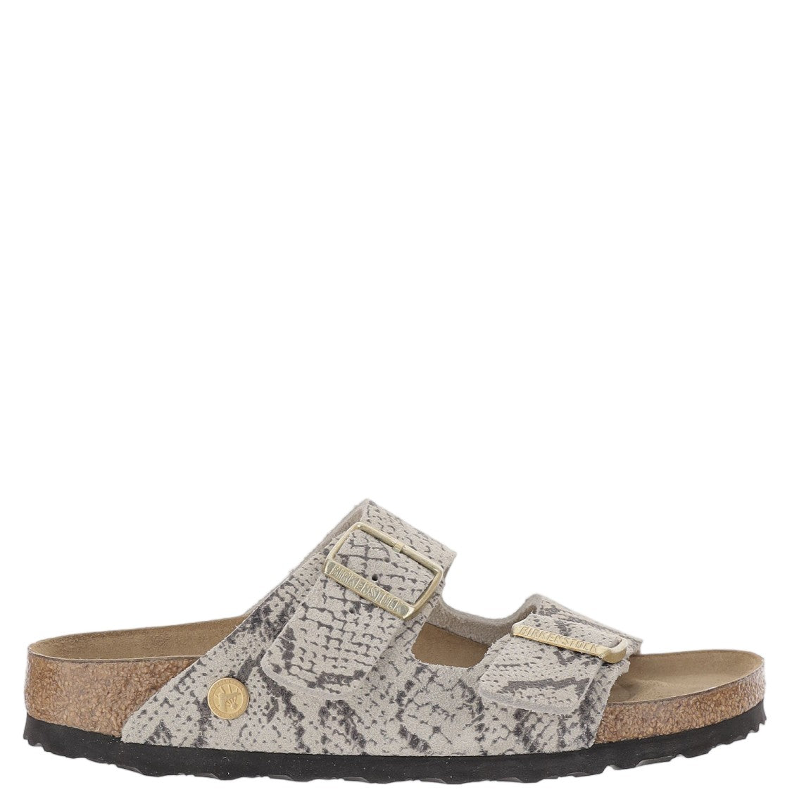 Birkenstock Suede Slip-On Sandals With Buckle Straps And Animal Print