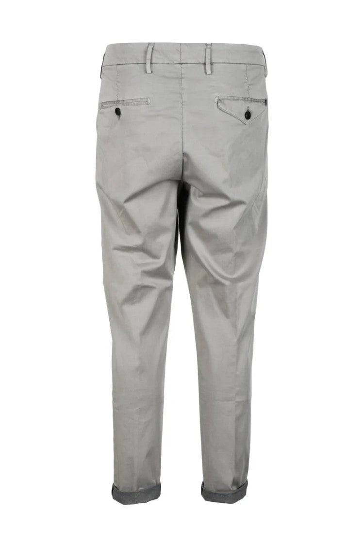 Dondup Slim Fit Grey Trousers With Tapered Leg