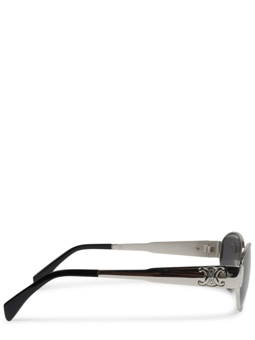 Celine Oval-Shaped Metal Frame Sunglasses With Decorative Emblem