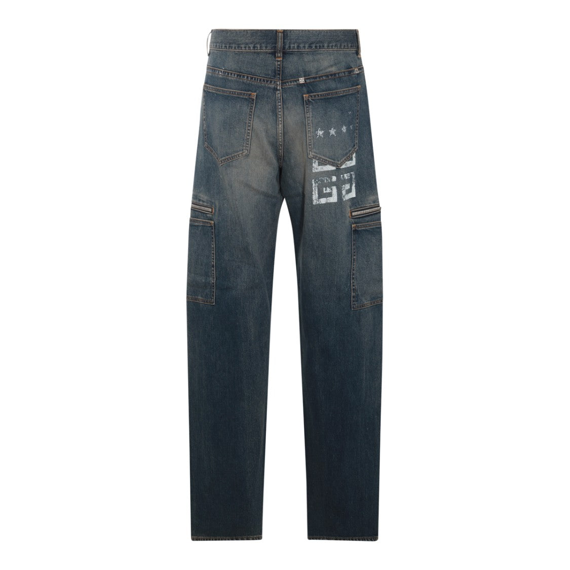 Givenchy Blue Washed Cotton Blend Cargo Jeans