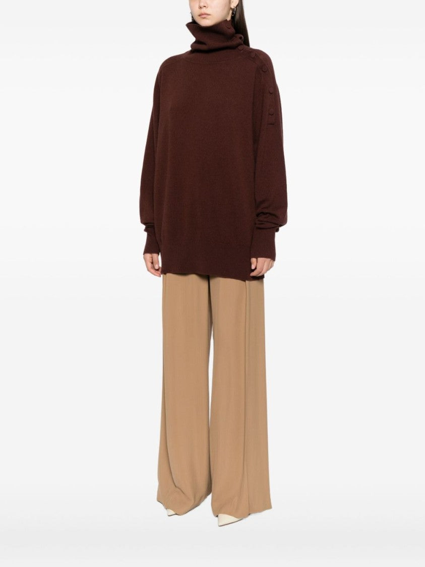 Dries Van Noten Relaxed Oversized Brown Sweater With Turtleneck