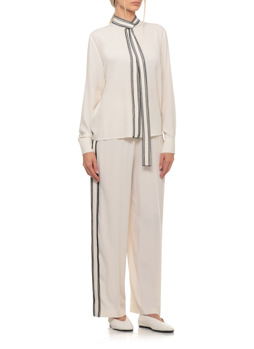 Fabiana Filippi Ivory Silk-Blend Collar Embroidered Shirt