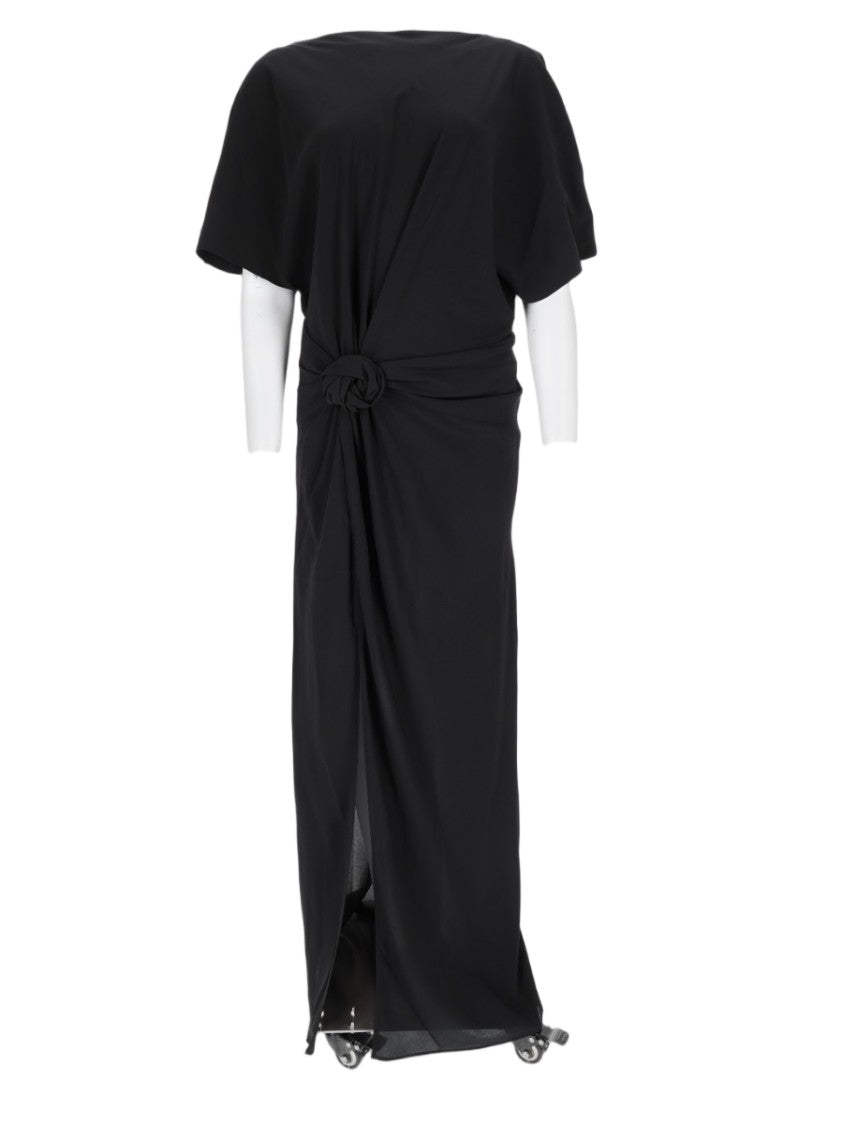 Rotate Gathered Knot Midi Dress With Draped Effect