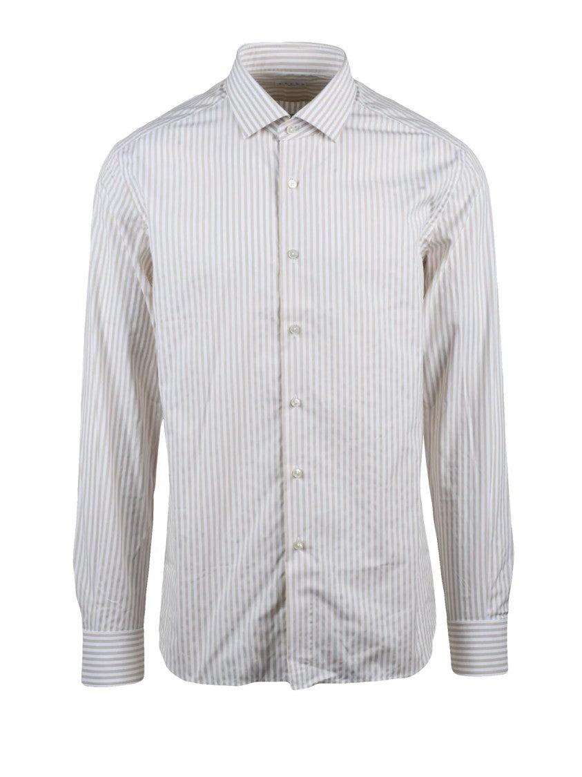 Xacus White Cotton Two-Tone Shirt