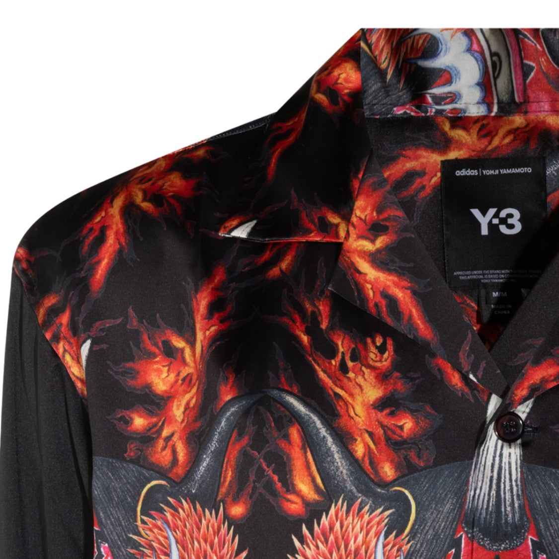 Y-3 Long-Sleeve Casual Shirt With Fiery Graphic Print