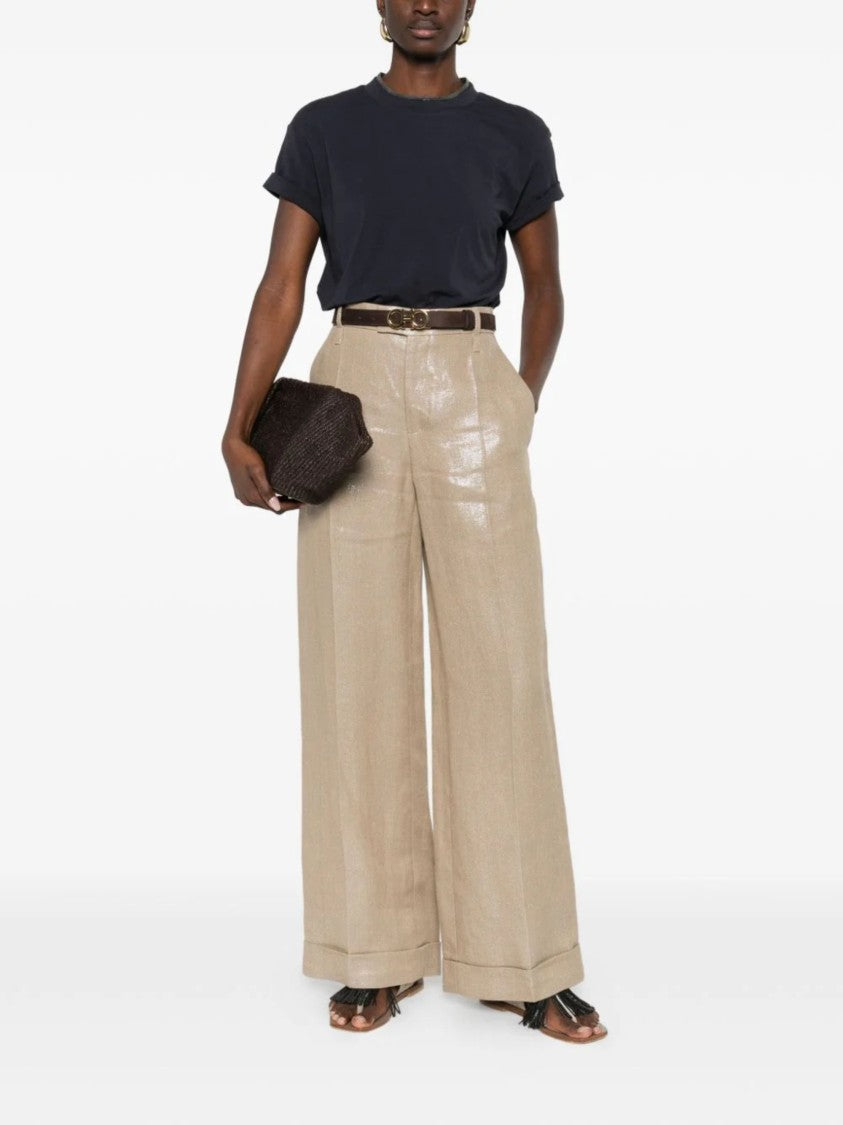 Brunello Cucinelli Blue Rows Shiny Monili Cotton T-Shirt