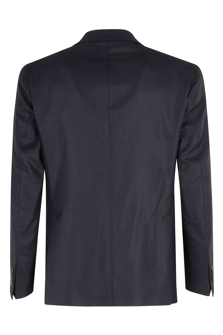 Tagliatore Single-Breasted Blue Jacket With Peaked Lapel And Tailored Silhouette