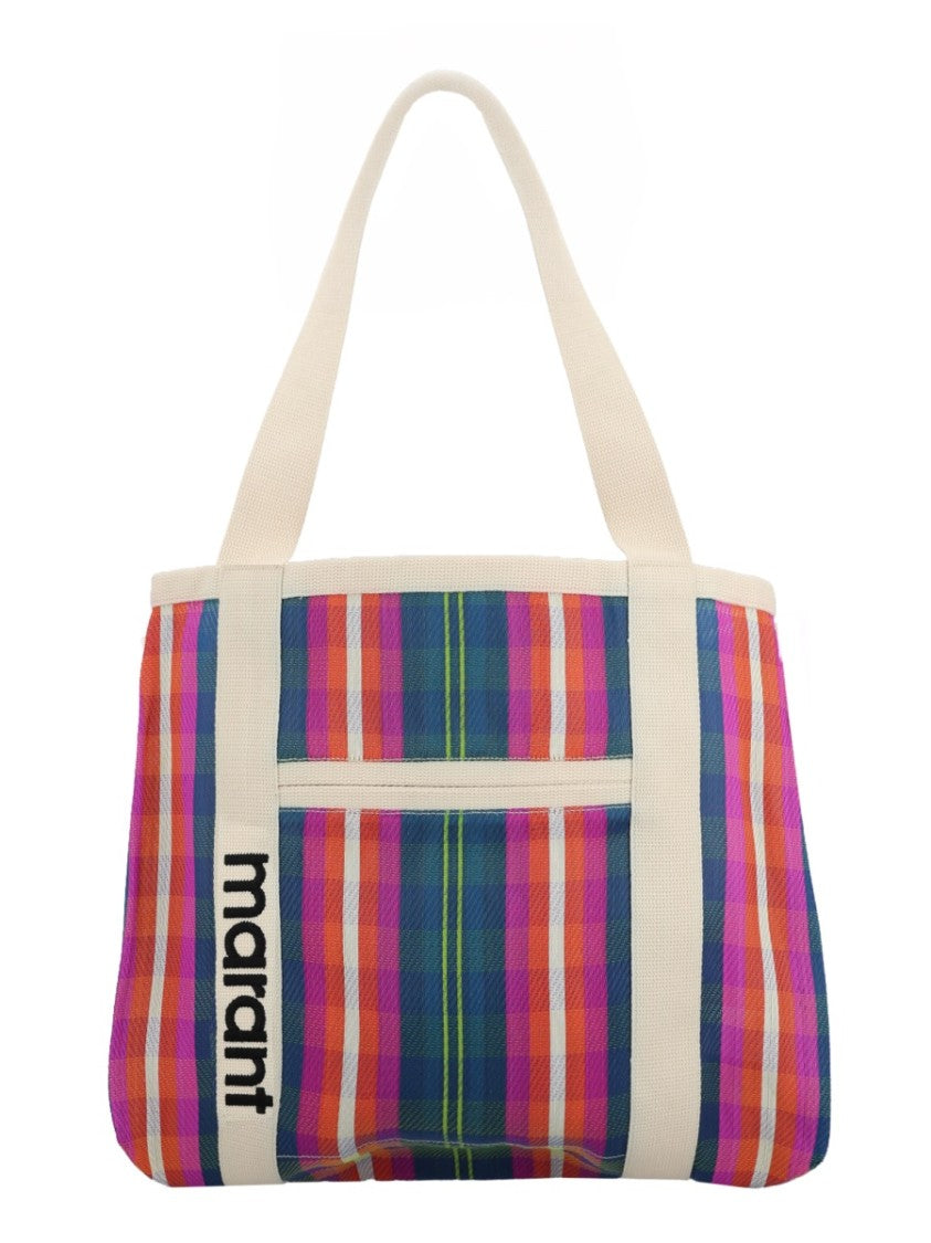 Isabel Marant Large Plaid Pattern Zipper Pockets Tote