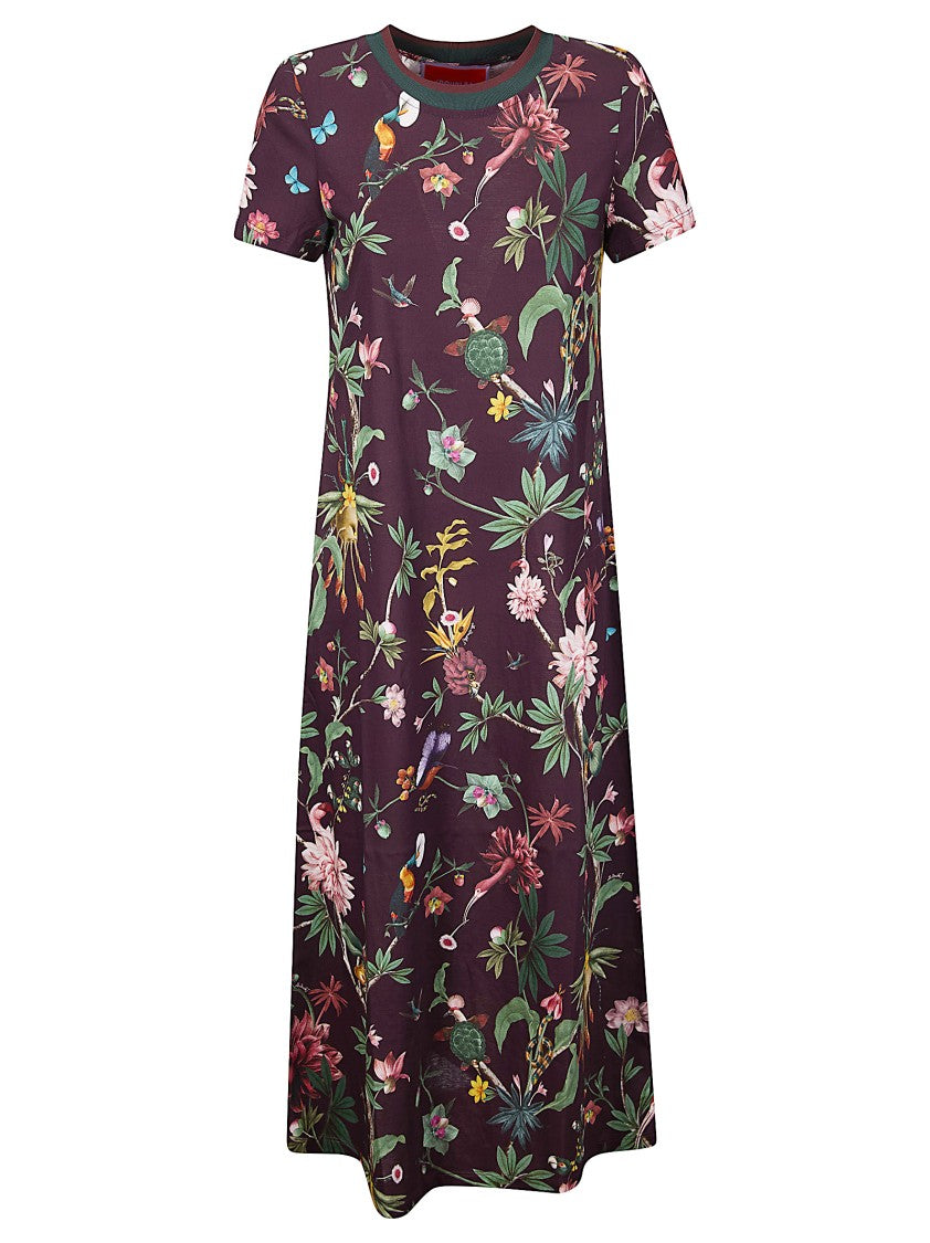 La Double J Floral Print Cotton Maxi Dress With Contrasting Collar