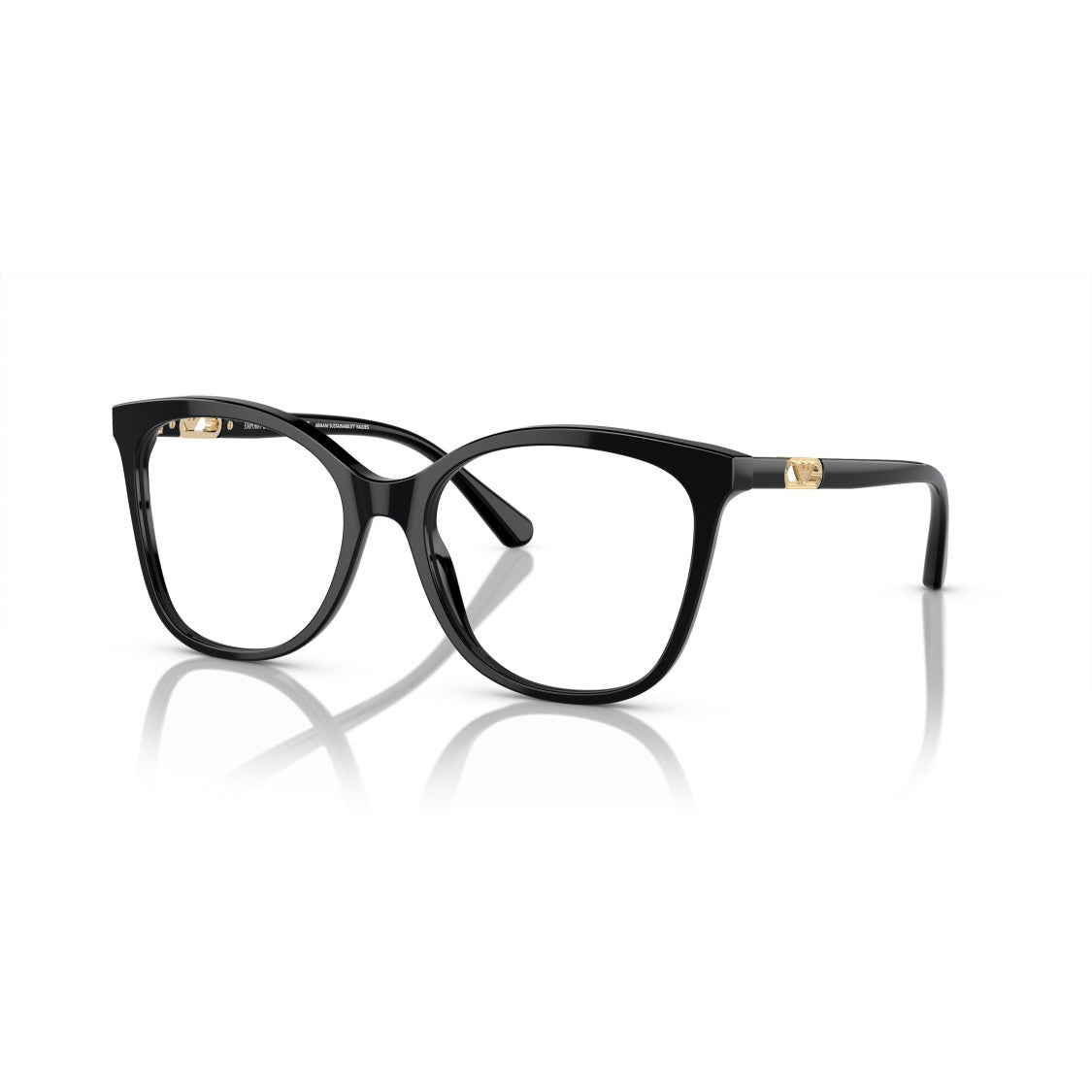 Emporio Armani Glossy Black Acetate Square Eyeglasses