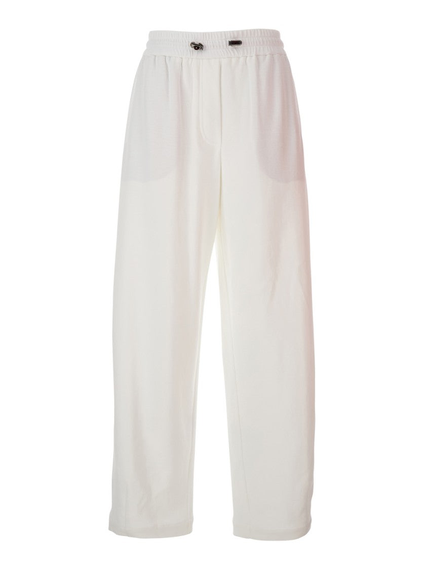 Brunello Cucinelli White Wide-Leg Relaxed Fit Pants