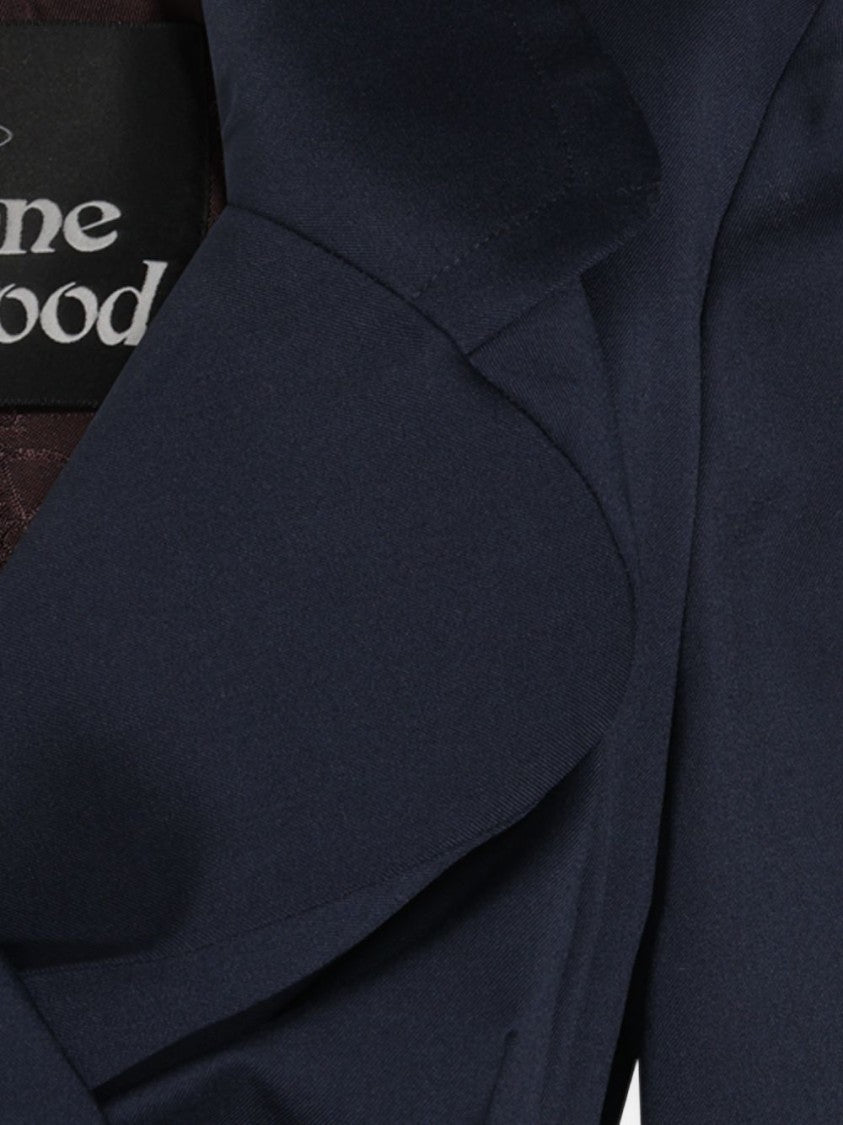 Vivienne Westwood Tailored Blue Jacket With Structured Shoulders And Peplum Hem