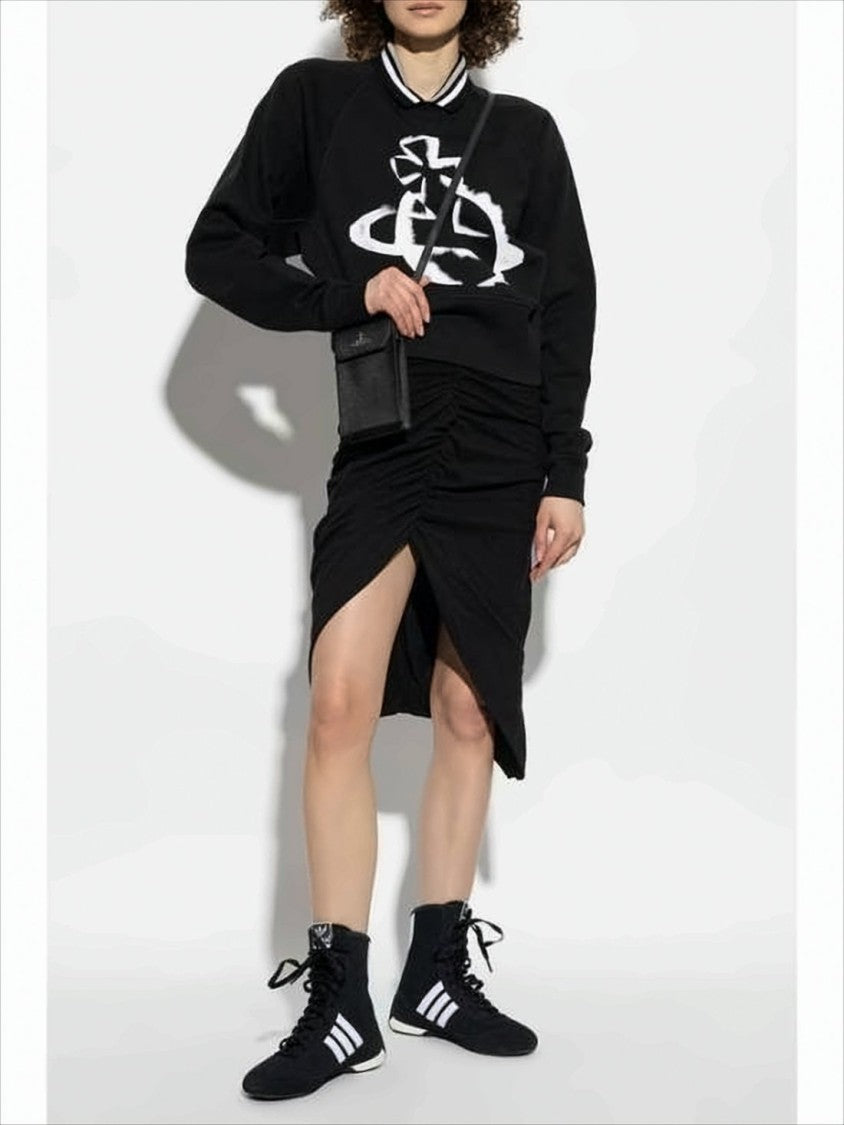 Vivienne Westwood Long-Sleeved Cropped Sweatshirt With Bold Abstract Graphic