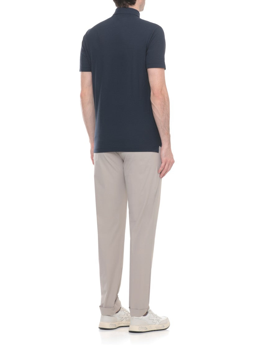 Zanone Blue Cotton Polo Shirt