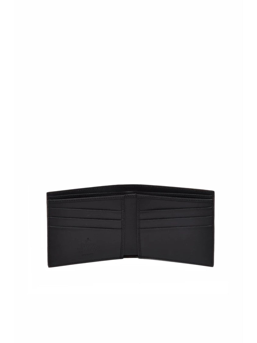 Vivienne Westwood Compact Bifold Wallet With Artistic Print And Metallic Emblem