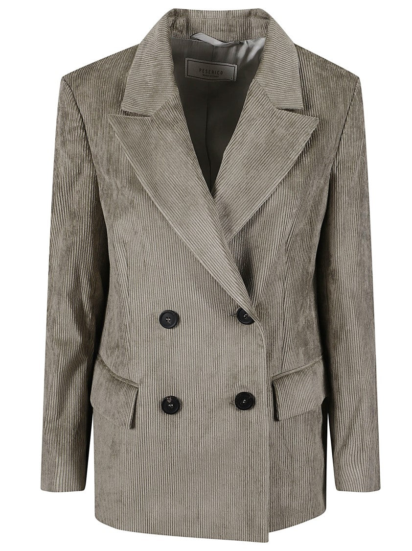 Peserico Double-Breasted Fluid Corduroy Blazer With Notched Lapel